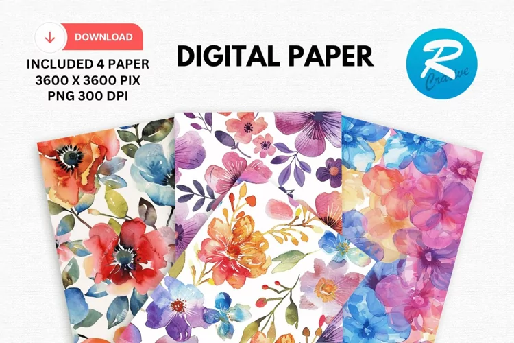 Watercolor Flowers Paper, Flower Background