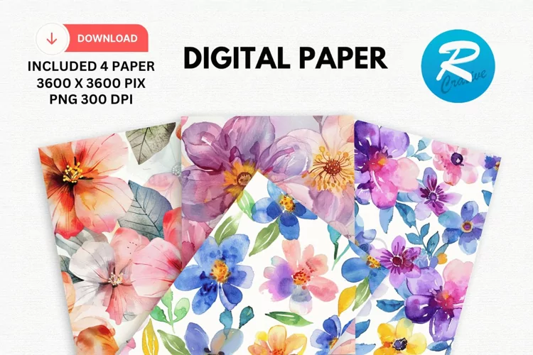 Watercolor Flowers Paper, Flower Background