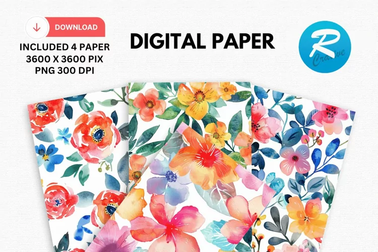 Watercolor Flowers Paper, Flower Background