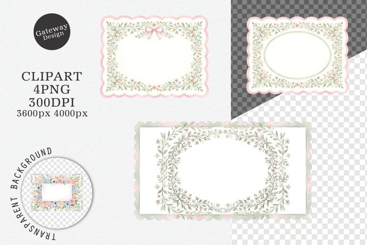 Watercolor Flower Frame Clipart
