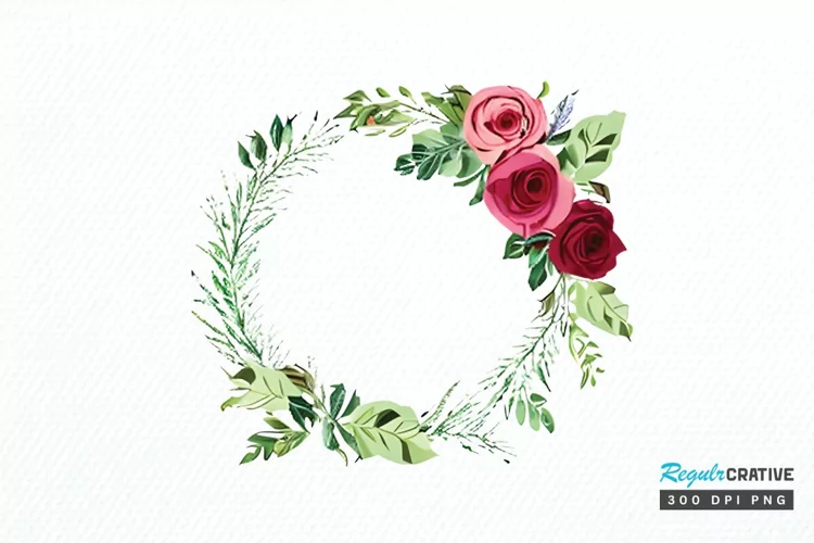 Watercolor Flower Round PNG Clipart