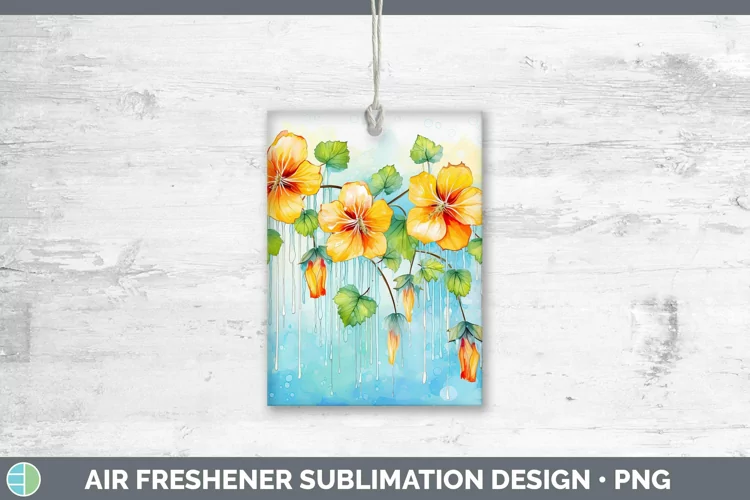 Watercolor Flowers Abutilon Air Freshener Sublimation Car Fr