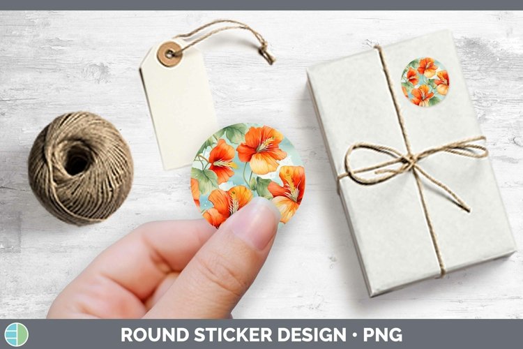 Watercolor Flowers Abutilon Stickers | Round Labels Designs