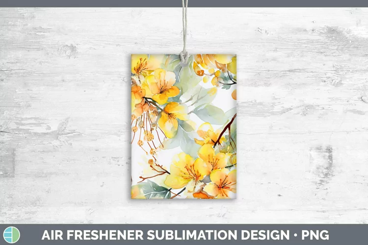 Watercolor Flowers Acacia Air Freshener Sublimation Car Fres