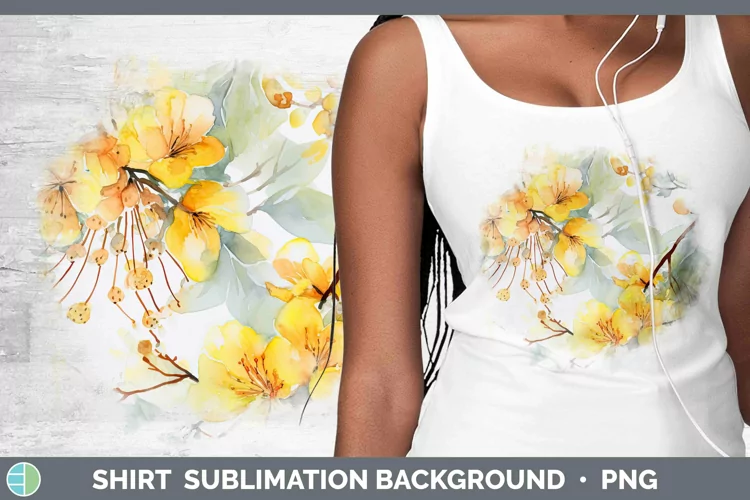 Watercolor Flowers Acacia Shirt Sublimation Sublimation Back
