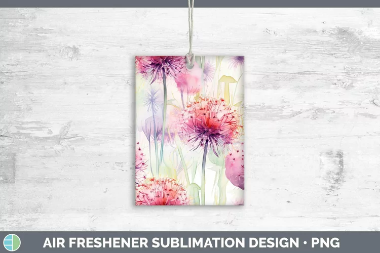 Watercolor Flowers Allium Air Freshener Sublimation Car Fres