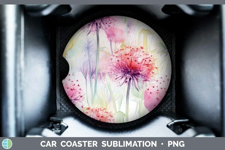 Watercolor Flowers Allium Car Coaster Sublimation Coaster De