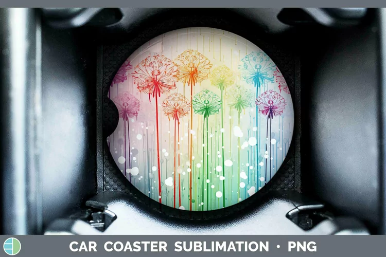 Watercolor Flowers Allium Car Coaster Sublimation Coaster De