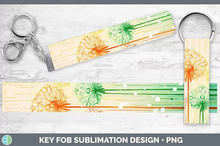 Watercolor Flowers Allium Key Fob Sublimation Wristlet Desig