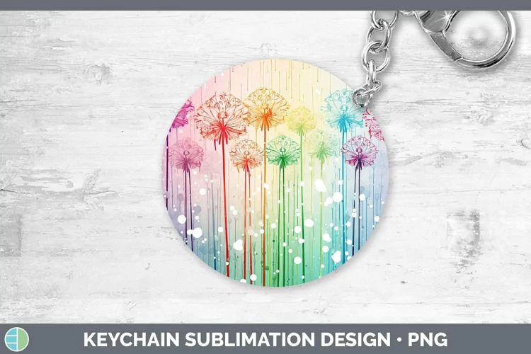 Watercolor Flowers Allium Keychain Sublimation Keyring Desig