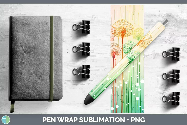 Watercolor Flowers Allium Pen Wrap Sublimation Epoxy Pen Des
