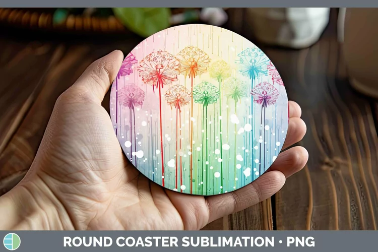 Watercolor Flowers Allium Round Coaster Sublimation Coaster