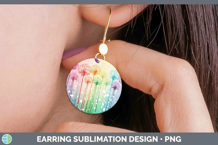 Watercolor Flowers Allium Round Earrings Sublimation Earring