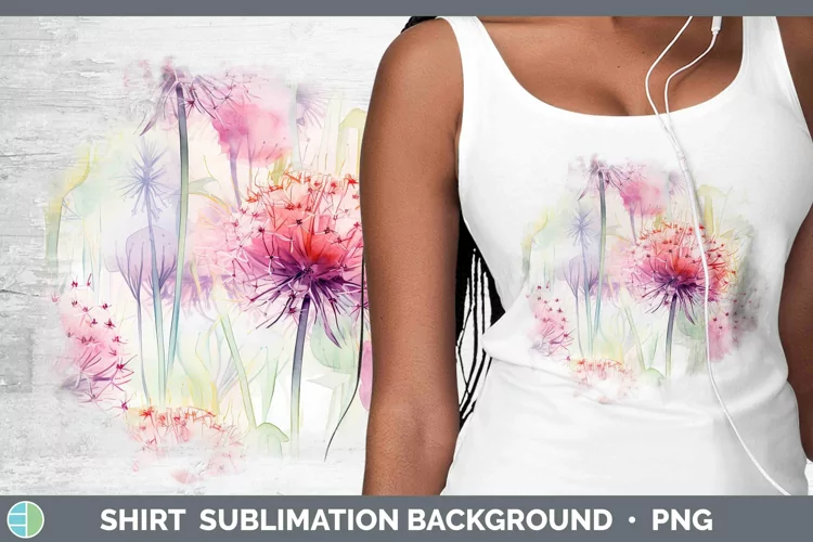 Watercolor Flowers Allium Shirt Sublimation Sublimation Back