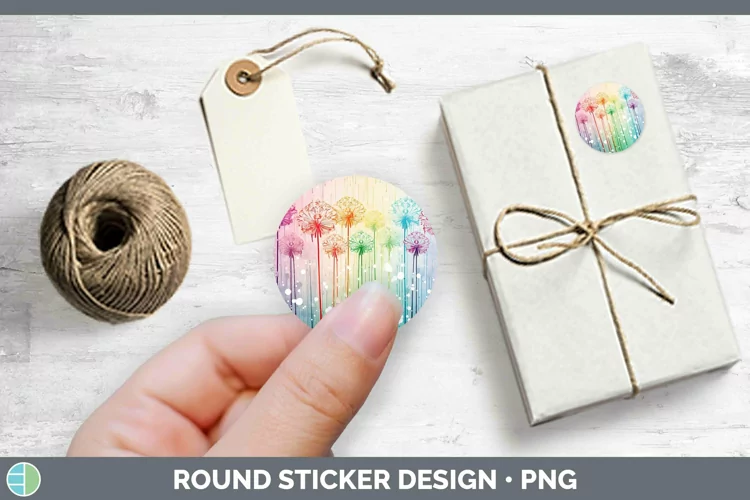 Watercolor Flowers Allium Stickers | Round Labels Designs