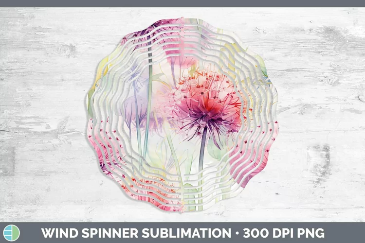 Watercolor Flowers Allium Wind Spinner Sublimation Spinner D