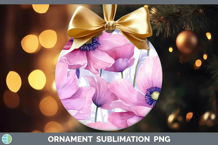 Watercolor Flowers Anemone Ornament Sublimation Bauble Desig