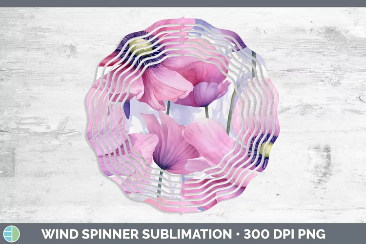 Watercolor Flowers Anemone Wind Spinner Sublimation Spinner