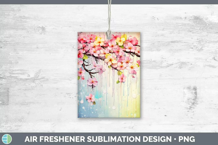 Watercolor Flowers Apple Blossom Air Freshener Sublimation C