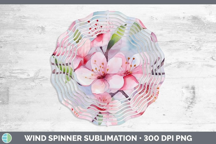 Watercolor Flowers Apple Blossom Wind Spinner Sublimation Sp