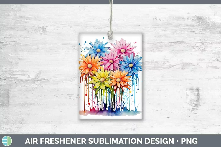 Watercolor Flowers Aster Air Freshener Sublimation Car Fresh