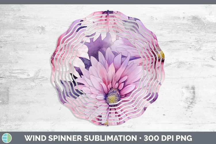 Watercolor Flowers Aster Wind Spinner Sublimation Spinner De