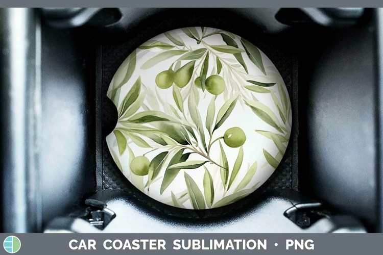 Watercolor Flowers Avocado Car Coaster Sublimation Coaster D