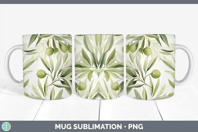 Watercolor Flowers Avocado Mug Wrap Sublimation Coffee Cup D