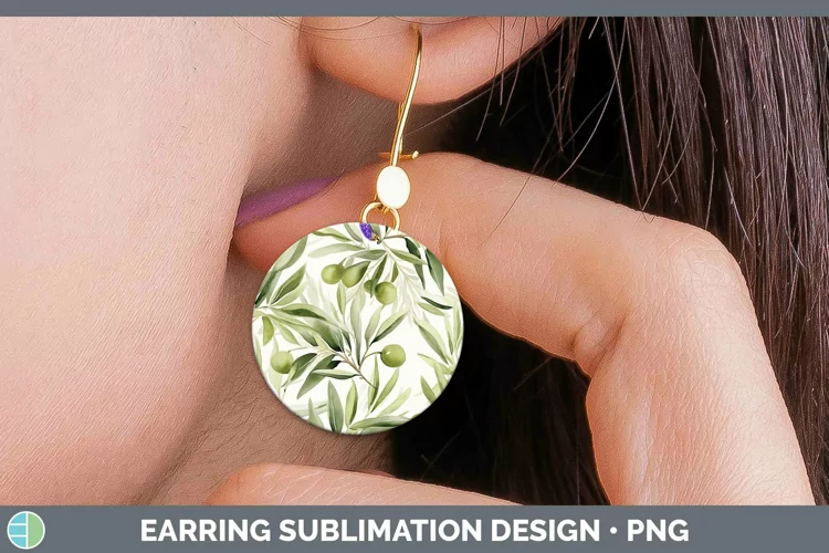 Watercolor Flowers Avocado Round Earrings Sublimation Earrin