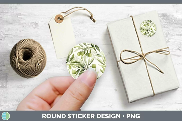 Watercolor Flowers Avocado Stickers | Round Labels Designs