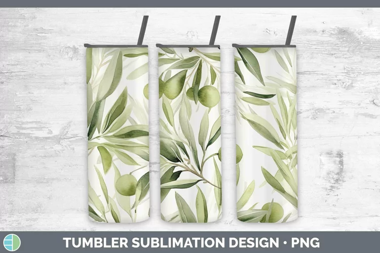 Watercolor Flowers Avocado Tumbler Sublimation 20 oz Skinny