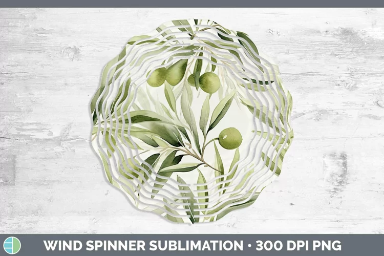 Watercolor Flowers Avocado Wind Spinner Sublimation Spinner