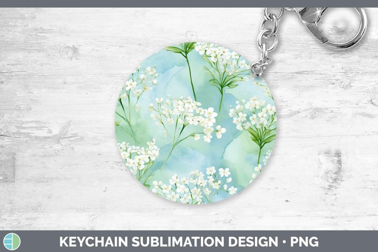 Watercolor Flowers Babys Breath Gypsophila Keychain Sublimat