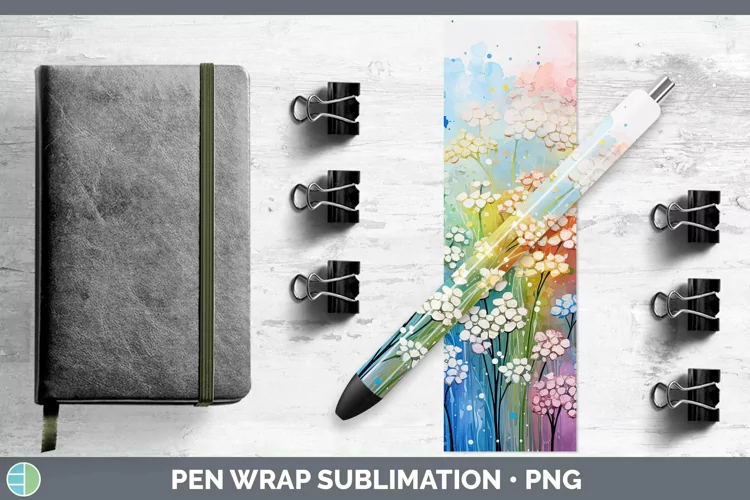 Watercolor Flowers Babys Breath Gypsophila Pen Wrap Sublimat