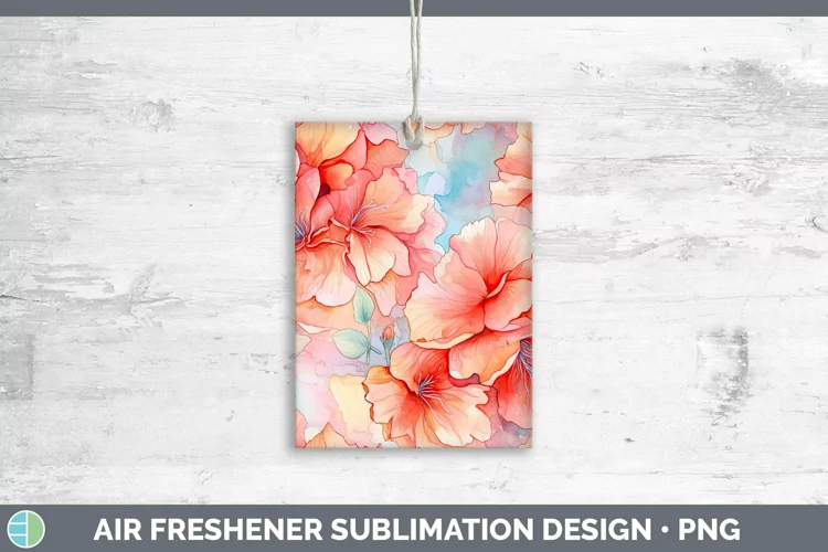 Watercolor Flowers Begonia Air Freshener Sublimation Car Fre