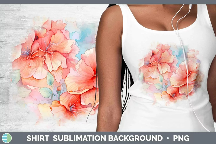 Watercolor Flowers Begonia Shirt Sublimation Sublimation Bac