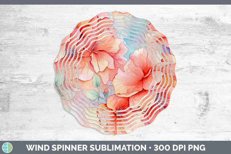 Watercolor Flowers Begonia Wind Spinner Sublimation Spinner
