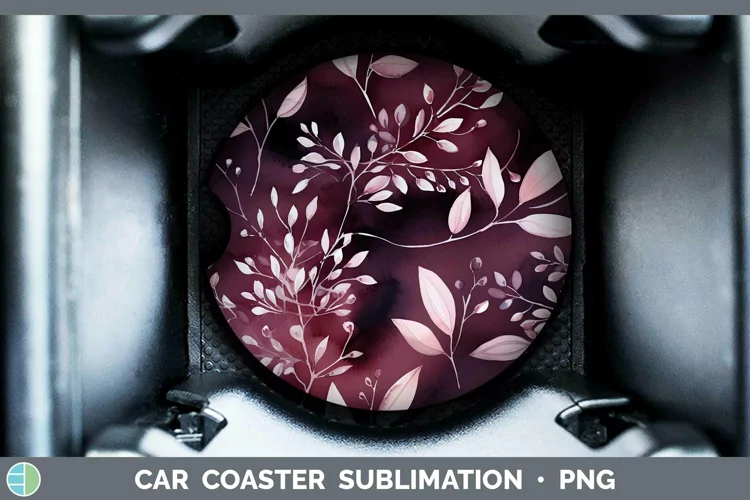 Watercolor Flowers Berry Car Coaster Sublimation Coaster Des