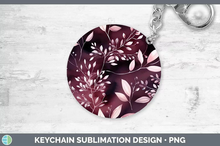Watercolor Flowers Berry Keychain Sublimation Keyring Design
