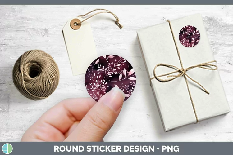 Watercolor Flowers Berry Stickers | Round Labels Designs