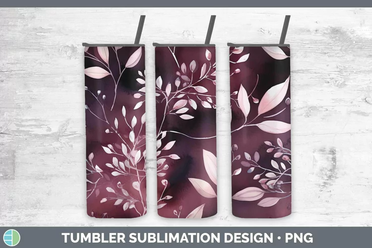 Watercolor Flowers Berry Tumbler Sublimation 20 oz Skinny Tu