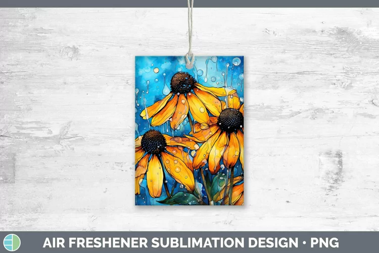 Watercolor Flowers Black-eyed Susan Air Freshener Sublimatio