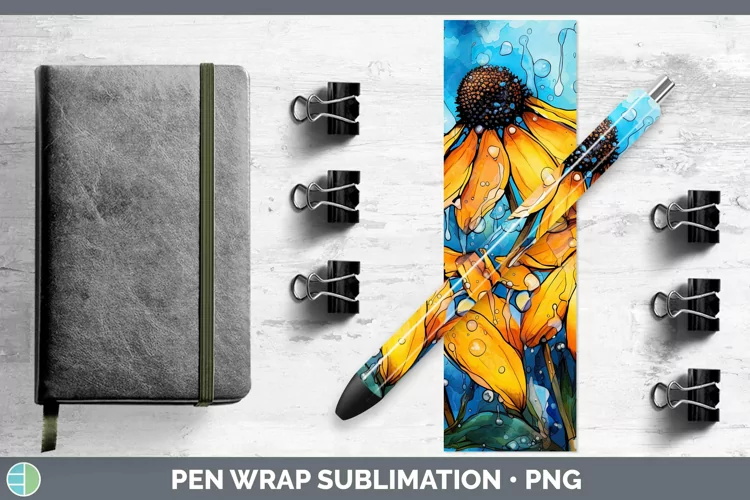 Watercolor Flowers Black-eyed Susan Pen Wrap Sublimation Epo