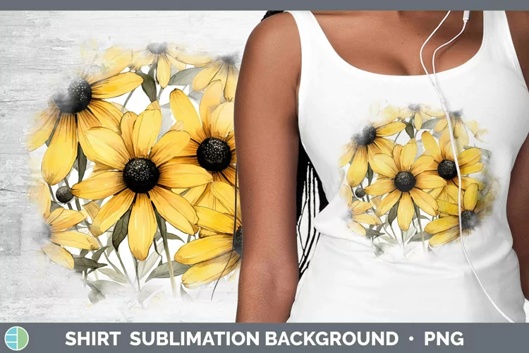 Watercolor Flowers Black-eyed Susan Shirt Sublimation Sublim