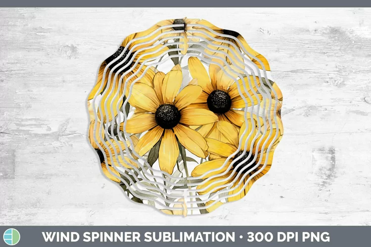 Watercolor Flowers Black-eyed Susan Wind Spinner Sublimation
