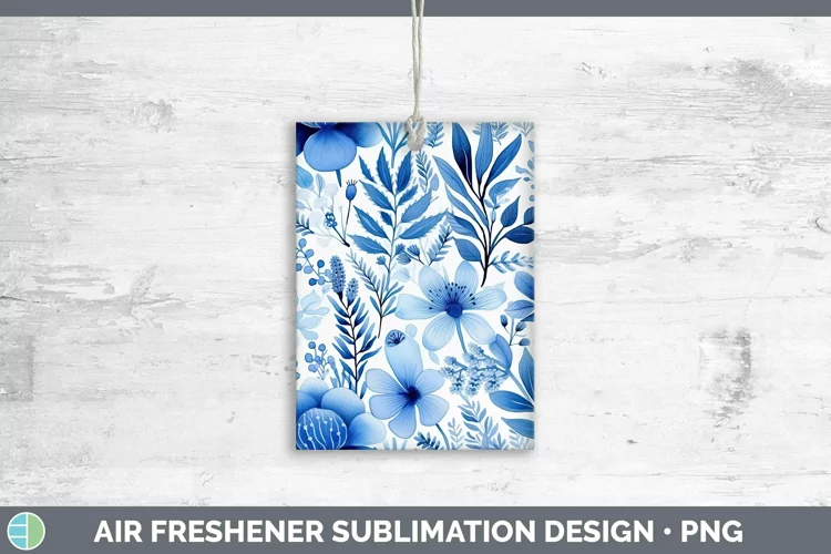 Watercolor Flowers Blue Air Freshener Sublimation Car Freshe