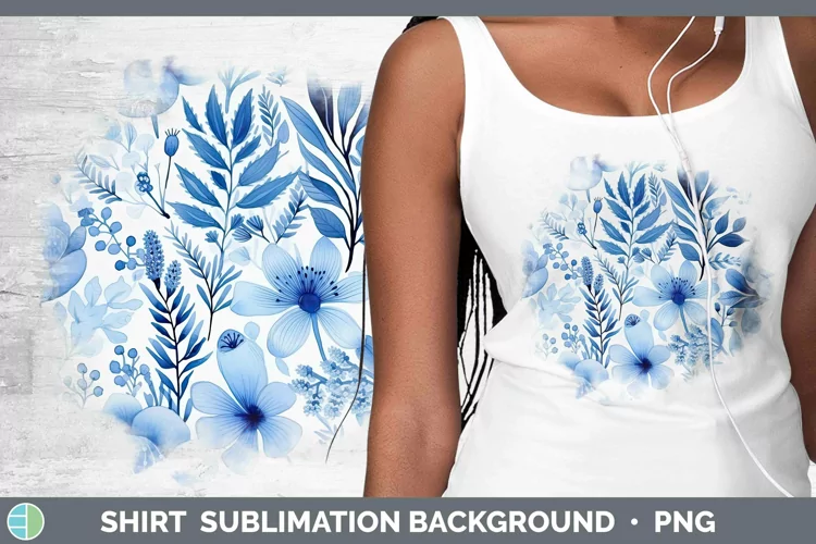 Watercolor Flowers Blue Shirt Sublimation Sublimation Backgr