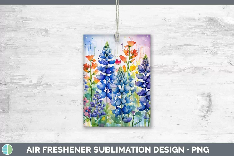 Watercolor Flowers Bluebonnet Air Freshener Sublimation Car