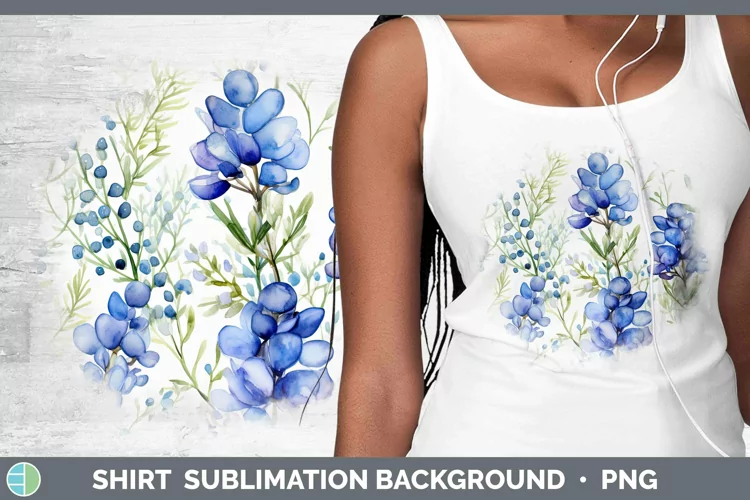 Watercolor Flowers Bluebonnet Shirt Sublimation Sublimation