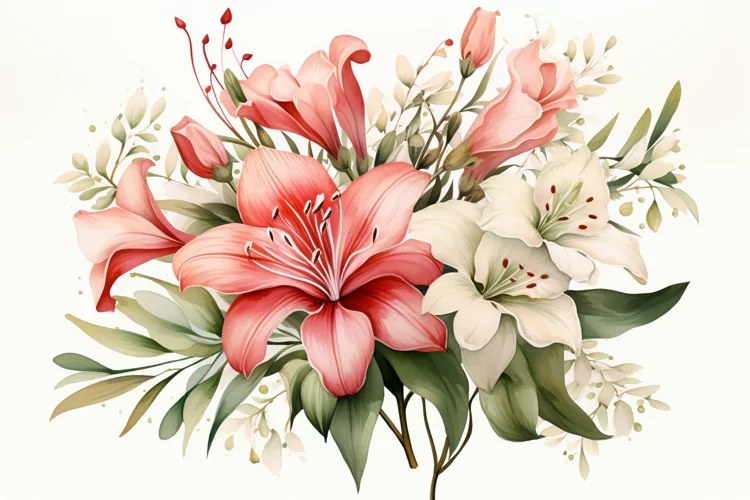 Watercolor Flowers Bouquets, illustration Background